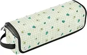 [sanluoli] 2 in 1 Hair Tools Organizer with Heat Resistant Mat Large Capacity Hair Straighteners Organizer Avocado Green Minimalist Fresh Plaid Trave Case for Women