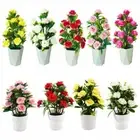 Multicolor Artificial Rose Bonsai Faux Lifelike Pot Plants