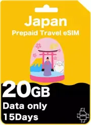 Japan Prepaid Travel Esim Card - 20GB High Speed Data/Unlimited Data at 256Kbps