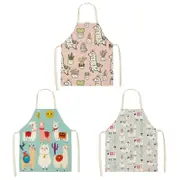 Nevenka 3 Pcs Kids Alpaca Printed Linen Apron Bib for Cooking Painting-2