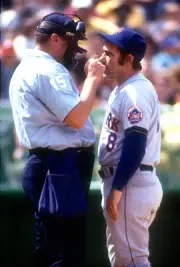Manager Yogi Berra New York Mets argues with the umpire at an - 1973 Old Photo 1