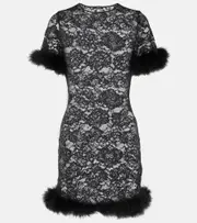 [Oseree] Oséree O-Lover feather-trimmed minidress AU 14 black