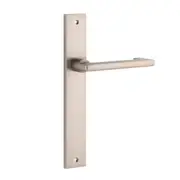 Iver Baltimore Return Door Lever Handle on Rectangular Backplate Satin Nickel