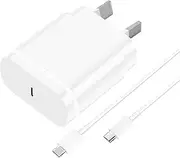 25W Super Fast Charger, USB C Wall Charger with 2m Type C Cable, 25W USB C Wall Plug Compatible with Galaxy Ultra S24/S23/S22/S21, A54, Note 20,Galaxy Watch