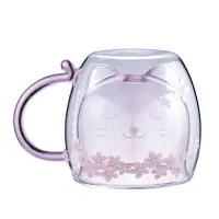 在飛比找Yahoo!奇摩拍賣優惠-starbucks 星巴克 貓咪賞櫻雙層玻璃杯