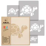 5x reusable PLASTIC Stencils // 13.4" to 3.5" // Nursery KIDS Template // TURTLE