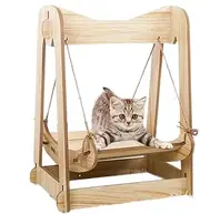 Wooden Cat Hammock Swing, Pet Resting Bed, Cat Bed Indoor Cats Hammock Cat Couch for Cats Dog Bunny Kitten and Small Animal