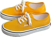 [nichangyuyi] Solid Color Casual Canvas Women's Shoes Autumn Versatile Trend Couple Sports Skateboard Flat Shoes, Yellow, 9.5