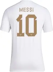 [adidas] Men's Soccer Messi Gold Name & Number Tee - Represent Messi with This Stylish Tee, 100% Cotton, Two Color Options