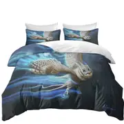 Athenas Cool White Owl Quilt Cover
