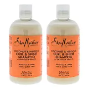 Coconut & Hibiscus Curl & Shine Shampoo - Pack of 2 by Shea Moisture for Unisex - 13 oz Shampoo