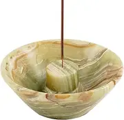 Radicaln Marble Incense Holder Green Onyx 5.5" Inch Handmade Incense Ash Tray with 9 Incense Holes - Incense Holder for Sticks - Ash Trays Indoor - Incense-Sticks