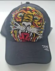 Ed Hardy DOUBLE TIGER HEAD Hat Black Cap