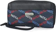 [NAUTICA] On The Double Zip Around Vegan Leather Womens RFID Clutch Wallet With Wristlet Strap