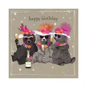 Hammond Gower Happy Birthday 3 Bears With Hats Card - 15.5x15.5cm