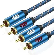 EMK 2RCA Cable, RCA Audio Cables RCA Phono Plug 2 RCA Male to Male Aluminum Shell Nylon Braided Stereo Audio Cable for HDTV, Speaker, Gaming Consoles, Phono preamp (1m)
