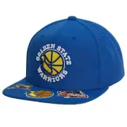 MENS MITCHELL & NESS NBA FRONT FACE SNAPBACK HWC WARRIORS - BLUE