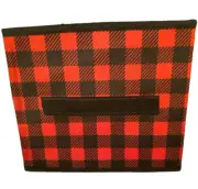 Collapsible Storage Container Cube Organizer Red & Black Buffalo Plaid New