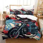 Motorcycle Duvet Cover 3 PCS Hotel Quality Quilt Cover Bedding Bed Covers with