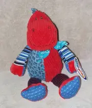 Mary Meyer Motley Zoo Dino Plush Toy Red Blue Dot Stripe Corduroy Dinosaur 12"