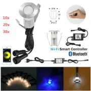 LED 19mm Round Garden Decking Deck Kitchen Plinth Lights Lighting WW CW Blue Kit