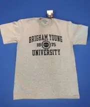 NWT: Champion Brigham Young University Logo T-Shirt, Heather Grey, Size Large