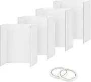 Tri-Fold Presentation Boards, 4Pcs Trifold Poster Board with Tape, White Corrugated Display Board, White Corrugated Project Boards for Science Fairs, 24x16 Inches