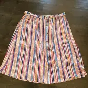 NWT Terra & Sky Womens Plus Size Skirt Multicolor Stripe Maxi Button Front 2X