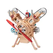 TECHING DM114 DIY Double Cylinder V2 Car Engine Model Kits All-metal Assembly Collection Decoration Science Discovery To