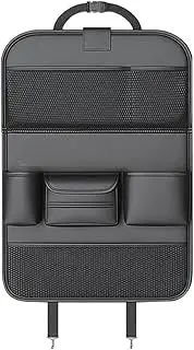 Automotive Back Seat Storage Bag With Foldable Table Tray Tablet Holder Tissue Box(Black 1pc)