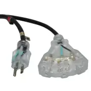 Pro X 15 Male to 3 Socket Female Power-Extension Cord 14 AWG - Black