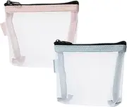 2PCS Mini Makeup Bag,Zipper Mesh Makeup Bags,Pocket Cosmetic Bag,Portable Small Make Up Bags for Women,Travel Cosmetic Bag Small Makeup Pouch,Mini storage bag for coin,lipstick,jewelry, B