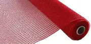 Wide Foil Deco Poly Mesh Ribbon, 10 Inches x 10 Yards (30 Feet) (Red, Red Foil)
