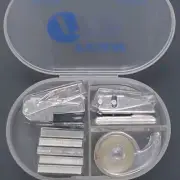 VTG 4Pc Mini Stationery Set In Clear Case, OFFICE Set, Include 2 Staplers, Tape