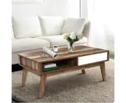 Wood Coffee Table with 2 Storage Drawers - Interior - Living Room Furniture