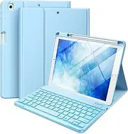 Witzon iPad 9th Generation Case with Keyboard 10.2 Inch - Backlit Wireless Detachable Folio Cover with Pencil Holder for iPad 8th Gen / 7th Gen/iPad Pro 10.5" / iPad Air 3rd Gen, Sky Blue