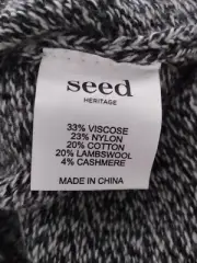 NWT - SEED HERITAGE Grey Lambswool + Viscose Knit Jumper warm soft mod geo cut