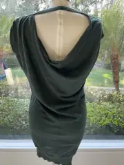 Alexander Wang Wool Crew Neck Dropped Low Open Back Sweater Dress Tunic Size M