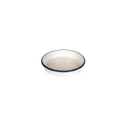 Urban Style Enamelware 28cm/2.8L Round Soup Bowl Container w/ Blue Rim White