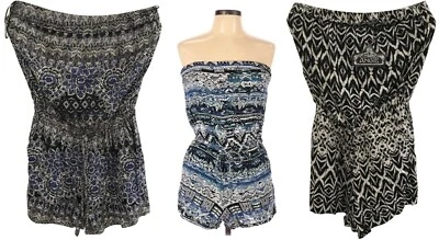 NWT Women Size S M L Nordstrom Angie Off the Shoulder Tribal Ethnic Print Romper