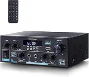 AK55 Bluetooth 5.0 Amplifier Home Audio,2.0 Channel Max 450W Power Stereo Amplifier Receiver w/USB/AUX/RCA/Echo/2 MIC in for Home Theater Speakers, Karaoke, Party, Home AMP w/Remote Control
