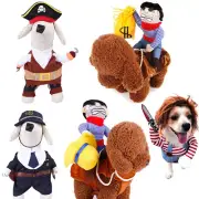 Halloween Pet Cat Dog Cartoon Cowboy Horseback Riding Cosplay Costumes