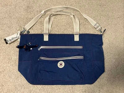 Kipling ISAAC Weekender Large Nylon Zip Tote Bag Admiral Blue NWT
