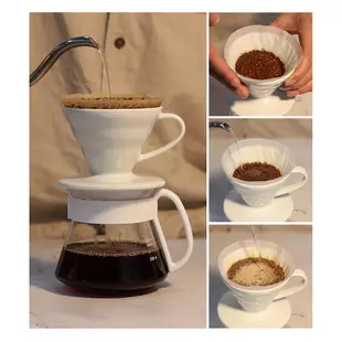 【HARIO】V60 日本有田燒陶瓷濾杯咖啡壺組 1-4杯 附濾紙 XVDD-3012W 手沖咖啡 白色濾杯 四件組