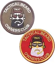 Tactical Beard Owners Club Patches Hook and Loop Tactical Morale Applique Fastener Military Embroidered Patch 2Pcs (Color 2)