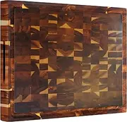 Wooden Chopping Board, End Grain Cutting Boards with Juice Groove & Handle, 40 * 30 * 3 CM Checkered Chopping Board Charcuterie Board, Chopping Mat for Meat, Vegetables, Fruit