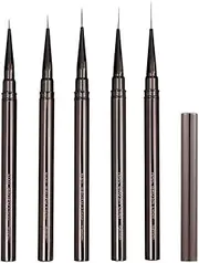Yakamoz Nail Art Brushes Set, 5PCS Nail Art Liner Brushes 6/9/12/15/18mm Thin Line Nail Brushes Detail Drawing, Painting Art Design Brush Set For Striping Long Lines Gel Polish