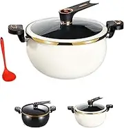 Mini Pressure Cooker, 8l Fast Heating Pressure Pot With Lock Handles, Suitable For Soups, Stews And Porridges, Non-Stick Frying Pan, Ideal For Kitchens, Restaurants, Picnics (White)