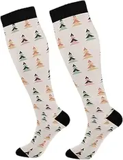 [Caihoyu] Softball Socks For Women & Men Support for Nurses,Running,Athletic,Travel Christmas Fir Trees Pattern, Christmas Fir Trees Pattern