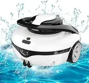 YASHINE Cordless Robotic Pool Cleaner, 80Mins Automatic Pool Vacuum with Self-Parking, Ideal for Above Ground Flat Pools up to 40Feet/860 Sq.ft, White
